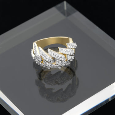 14k Yellow Gold Diamond Spike Cuban Ring 1.4 Cwt.
